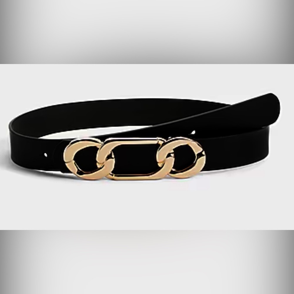 Express Chain Link Medium Belt Black Gold